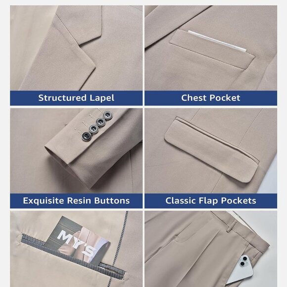 Tailored Men's 3 Piece Suit - One Button Jacket, Vest, Pants & Complimentary Tie - Picture 3 of 7